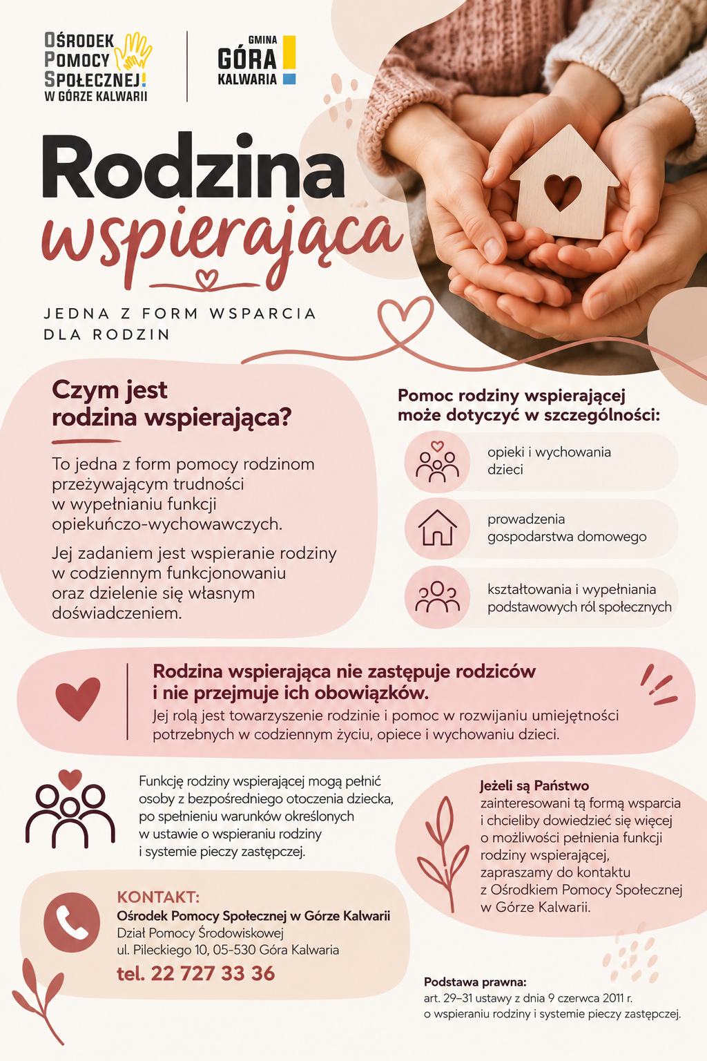 Plakat z informacjami o rodzinie wspierającej