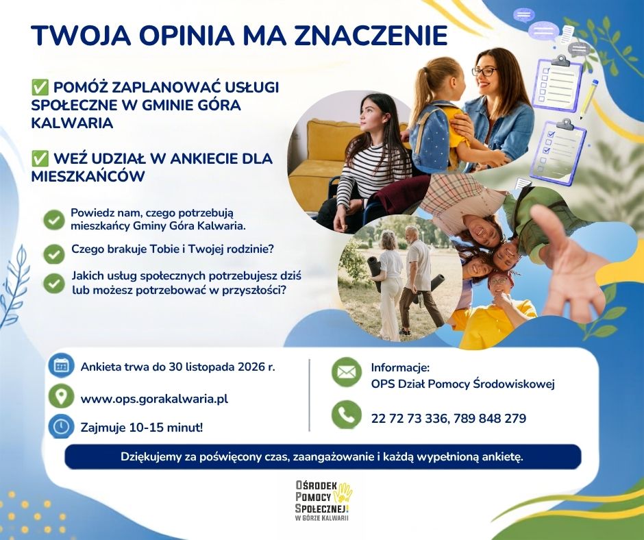 Ankieta zapraszajaca do określenia potrzeb Mieszkańców Gminy Góra kalwaria